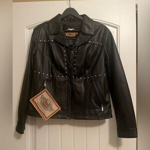 Women’s Harley Davidson Spark Black Leather Jacket-Size Large- NWT